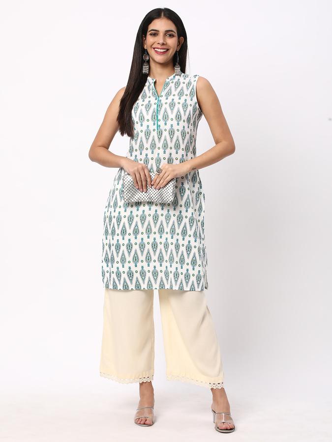 R&B Women's Printed Regular Straight Kurta Sleeveless image number 1