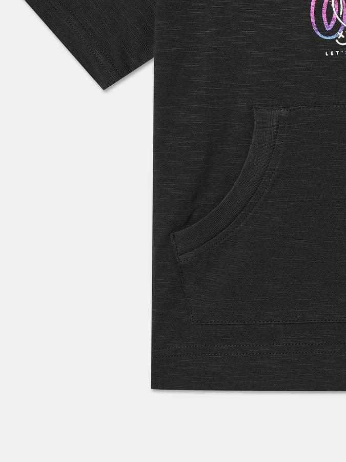 Boys Typographic Print Regular Fit Hooded T-Shirt image number 3