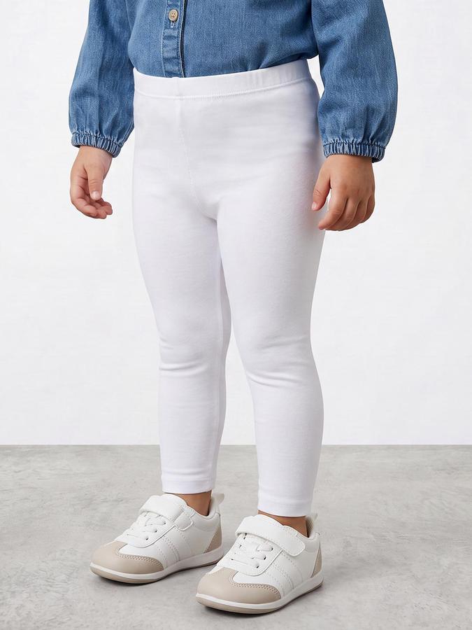 R&B Girls Solid White Ankle Length Leggings