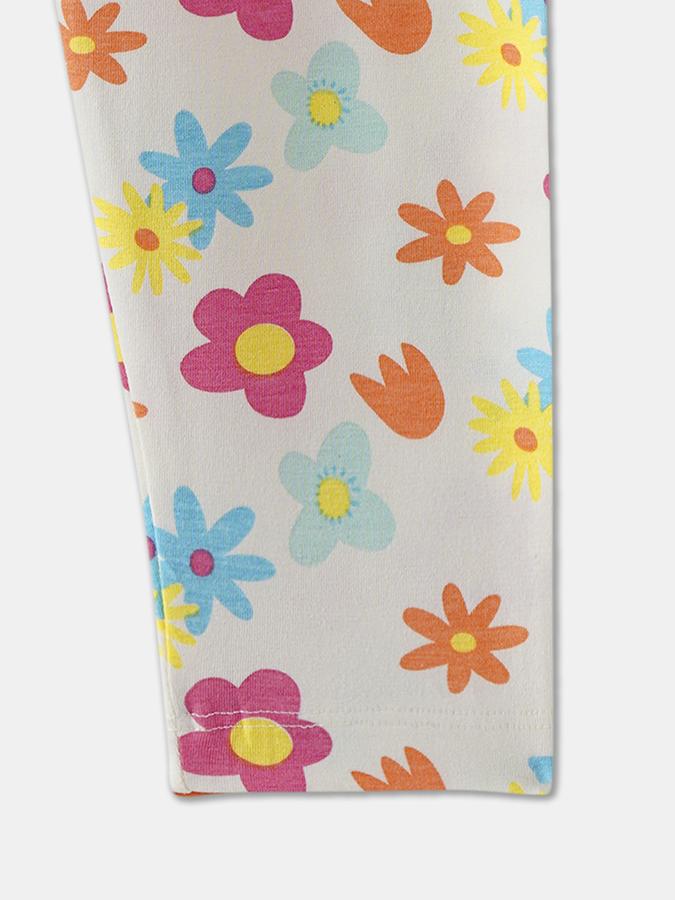 Girls Floral Full Length Mid Rise Legging