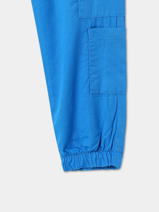 Girls Cotton Relaxed Fit Drawstring Waist Pockets Trousers