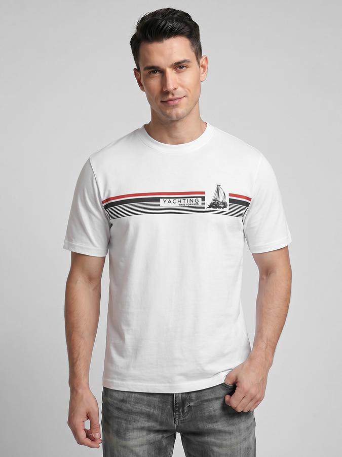 R&B White Typography Men Round Neck Relaxed Fit Short Sleeves T-Shirt 
