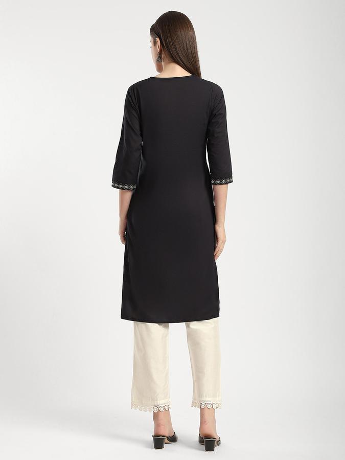 R&B Women's Black Embroidered Kurta