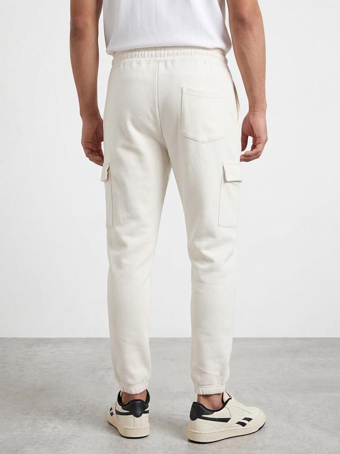 R&B Men White Straight Fit Solid Track Pants 
