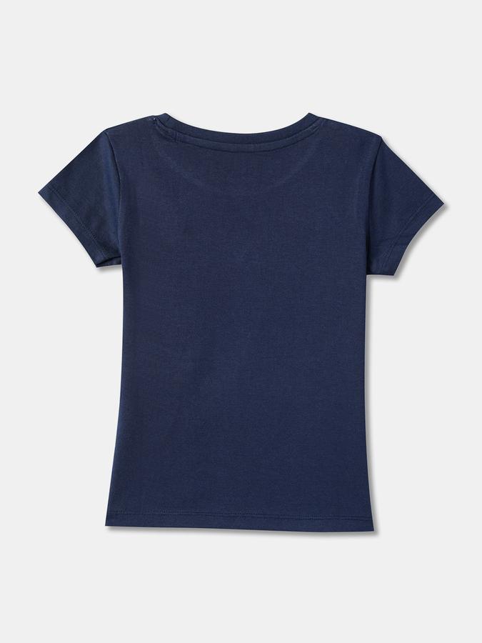 Girls Floral Print Round-Neck Regular Fit T-Shirt image number 1