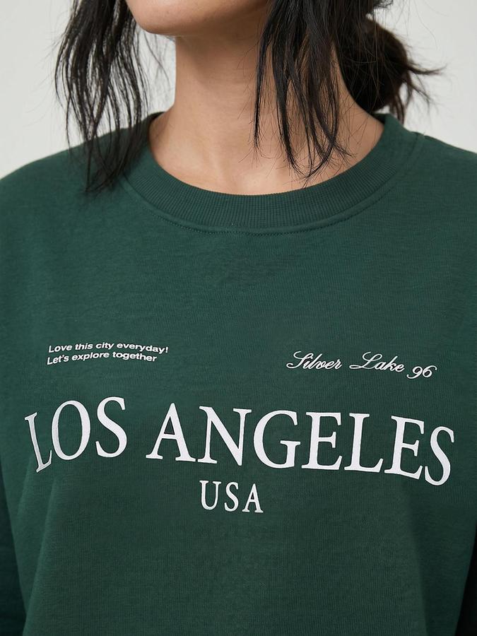 R&B Green Cotton Printed Women Sweatshirts