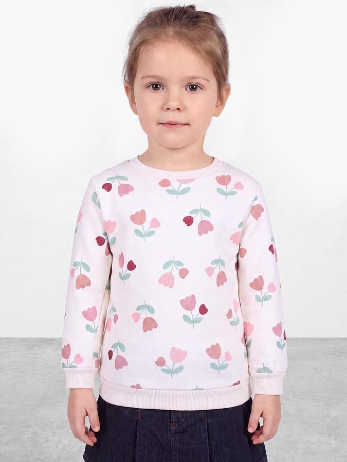 R&B Girls Beige Floral All over Print Long Sleeves Round Neck Sweatshirt