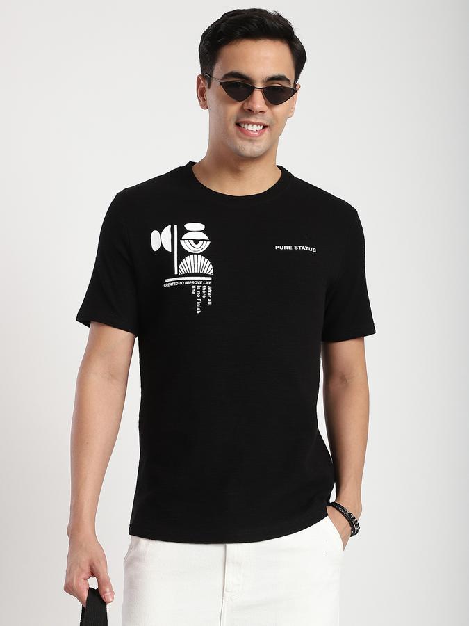 Men Cotton Blend Regular Fit Crew Neck Graphic T-shirt