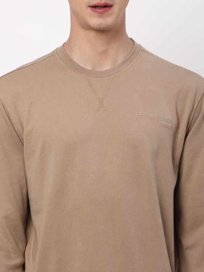 Men Cotton Regular Fit Crew Neck Solid Sweatshirt