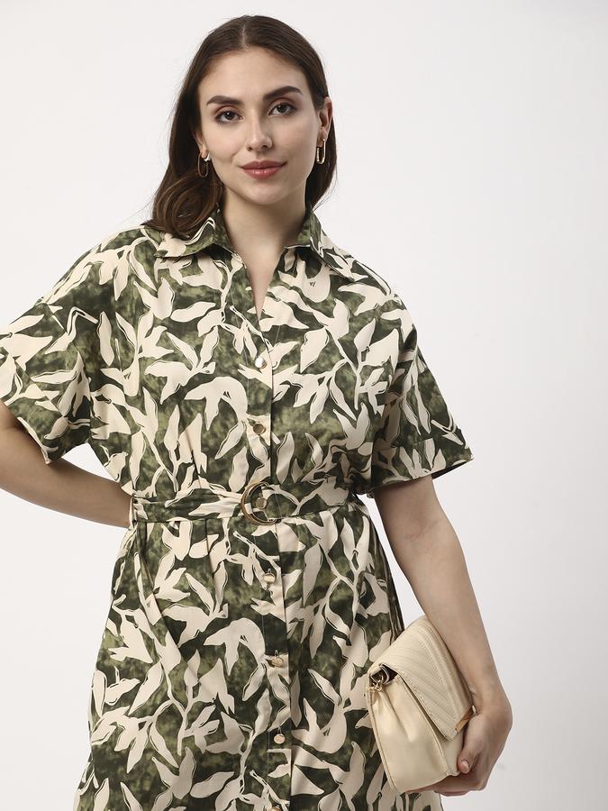 Women Leaf Shirt Collar Dresses image number 0