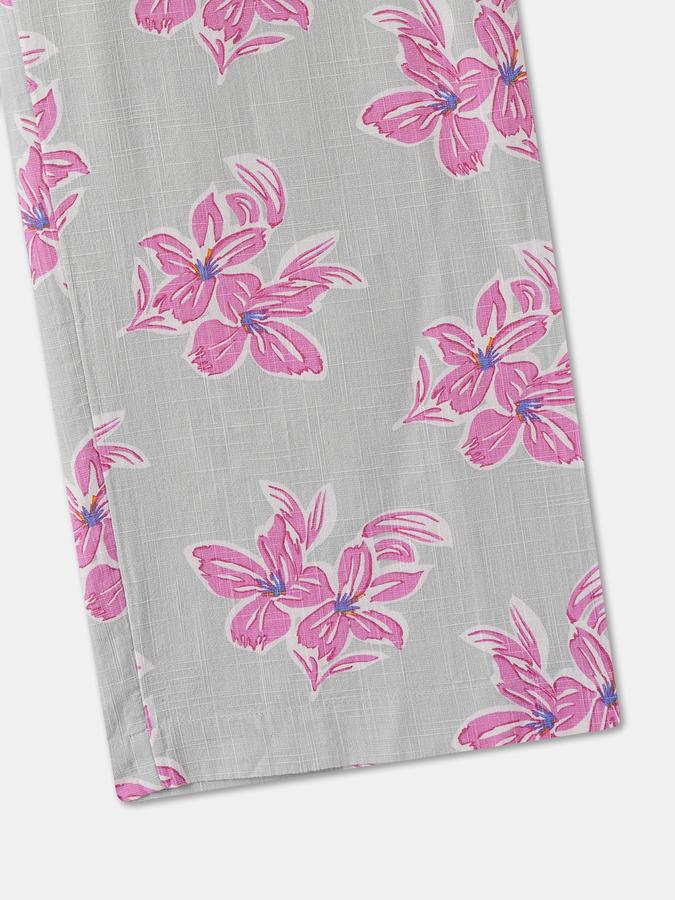 Boys Blend Regular Fit Floral Drawstring Waist Trouser