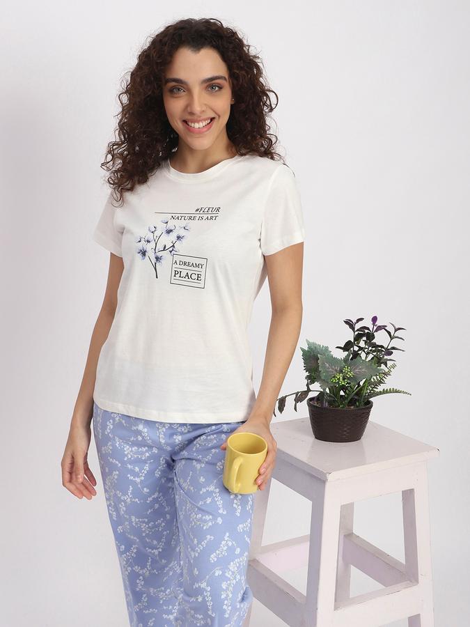 Women Cotton Slim Fit Elastic Waist Printed Pajama Pants