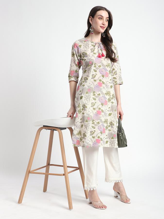 Women Viscose Regular Fit Round Neck Printed Kurta