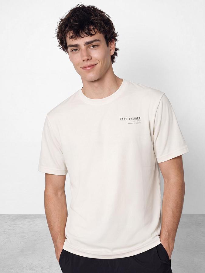 R&B Men Beige Back Print Short Sleeves Tshirt