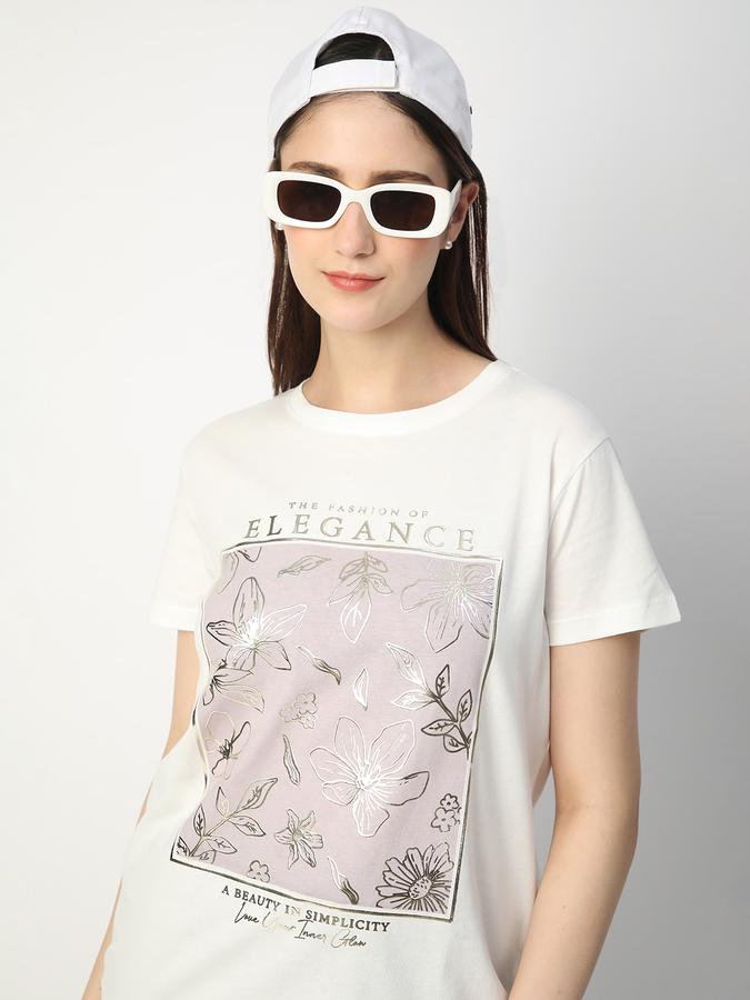 Women Cotton Regular Fit Round Neck Graphic T-shirt