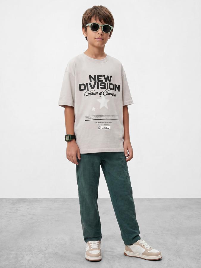R&B Boys Grey Short sleeve Round Neck Urban Edit Typography Graphics Bold Graphic Pure Cotton T-Shirt