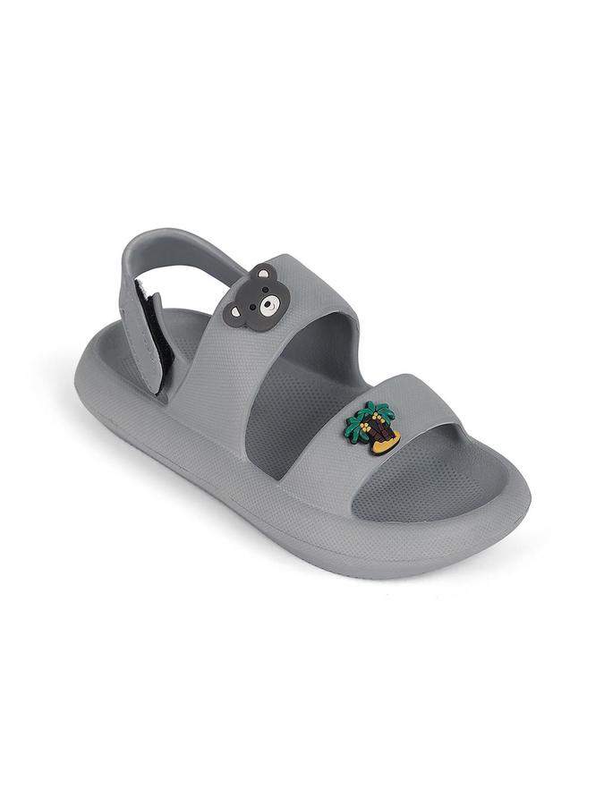 R&B Boys Grey Applique Work Sandal With Velcro Closure