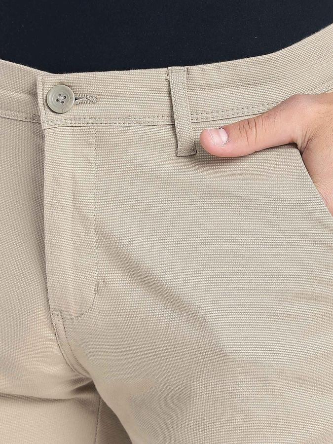 R&B Camel Brown Slim Fit Men Mid Rise Trouser