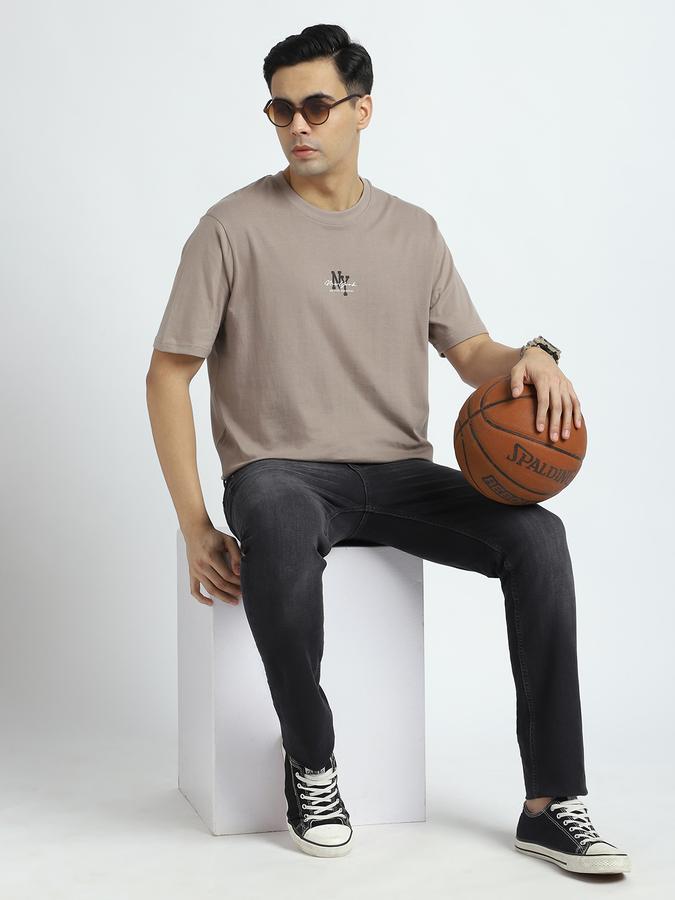 Men Cotton Relaxed Fit Crew Neck Graphic T-shirt