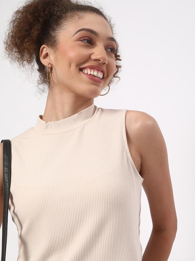 Women Ribbed Regular Fit High-Neck Top image number 0