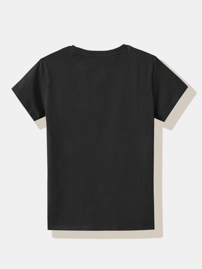 Girls Cotton Regular Fit Crew Neck Graphic T-shirt
