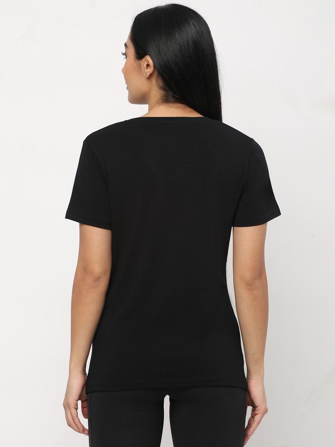Women Cotton Relaxed Fit V-Neck Solid T-shirt