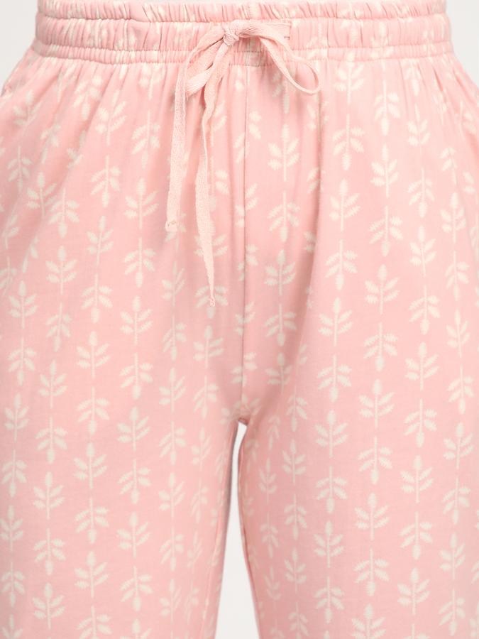 Women Cotton Slim Drawstring Printed Capri Pants