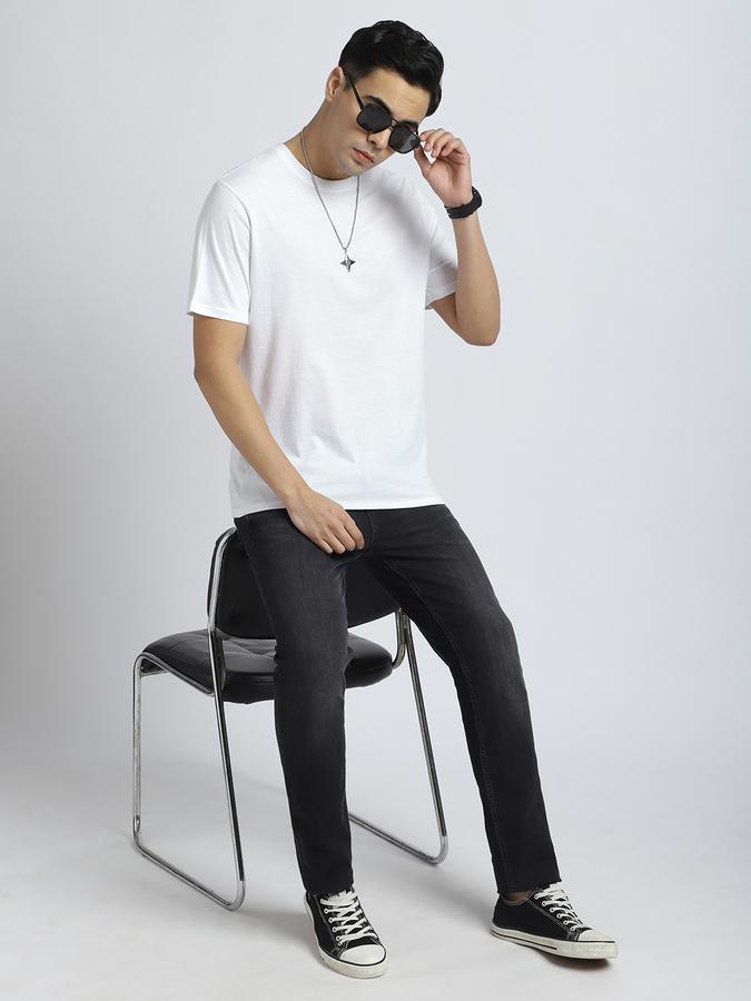 Men Cotton Regular Fit Crew Neck Solid T-shirt