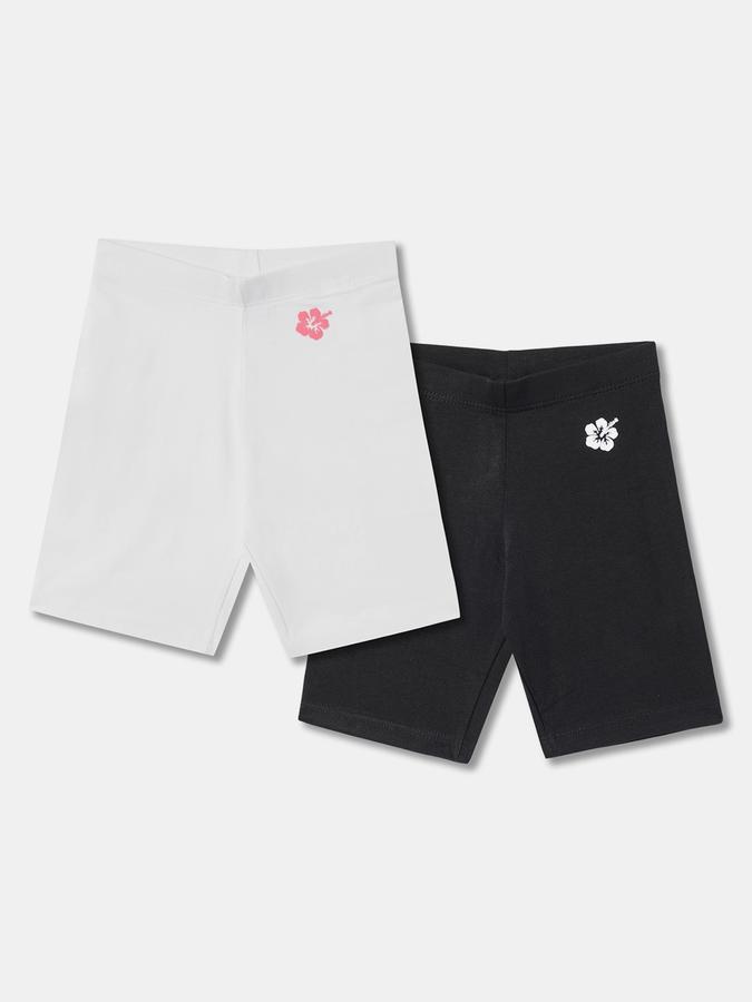 Girls Cotton Blend Slim Fit Elastic Waist Clean Hem Shorts