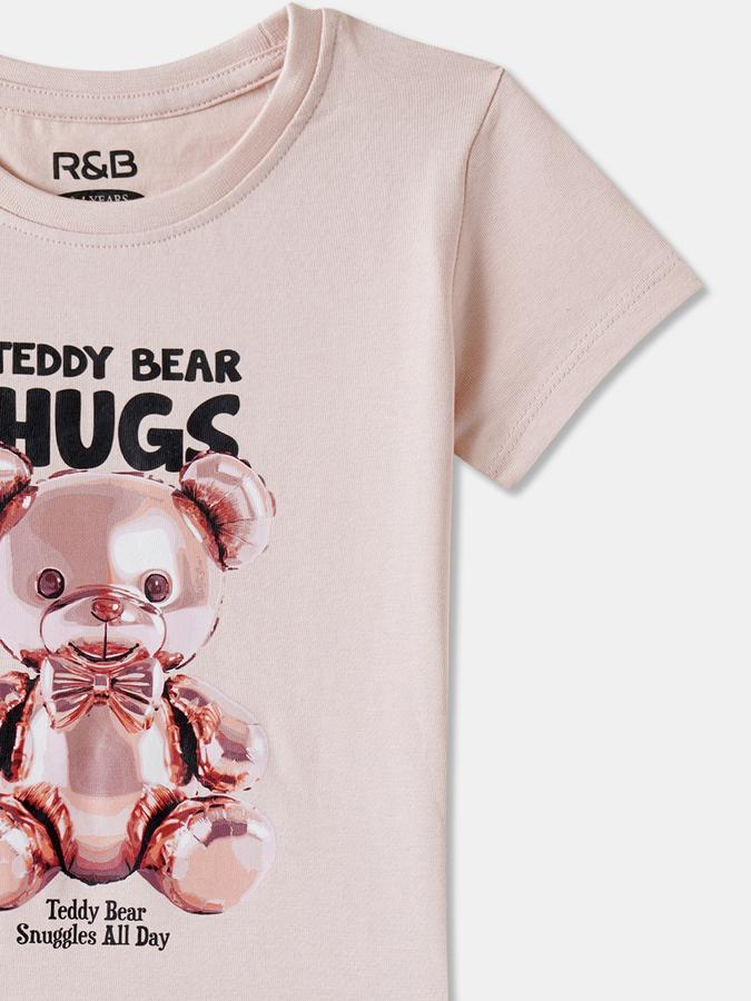 Girls Cotton Regular Fit Crew Neck Graphic T-shirt