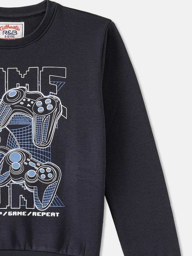 Boys Cotton Blend Relaxed Fit Crew Neck Graphic Sweatshirt