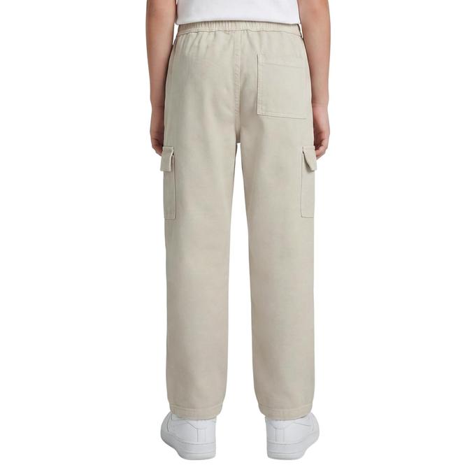 R&B Beige Solid Boys Regular Fit Cargo Styles Trousers