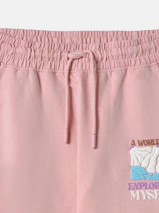 Girls Cotton Regular Fit Drawstring Waist Printed Pants