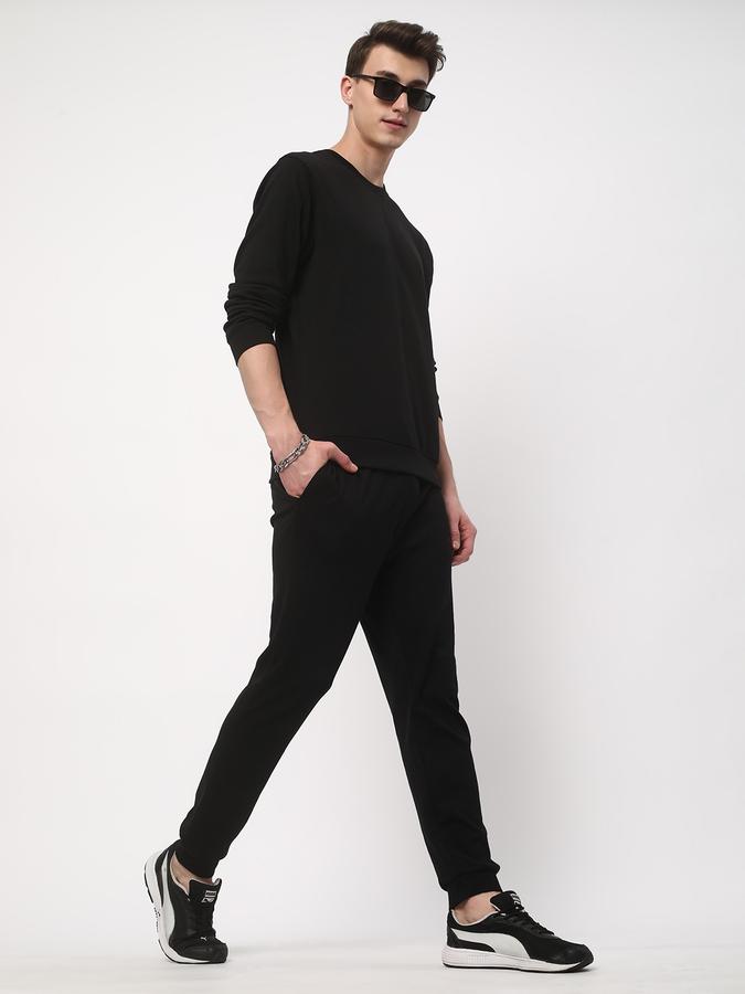 Men Cotton Regular Fit Crew Neck Solid Sweatshirt