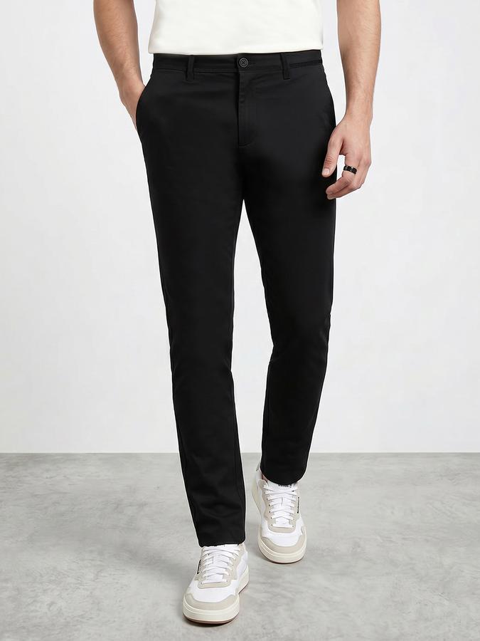 R&B Men's Black Slim Fit Trousers