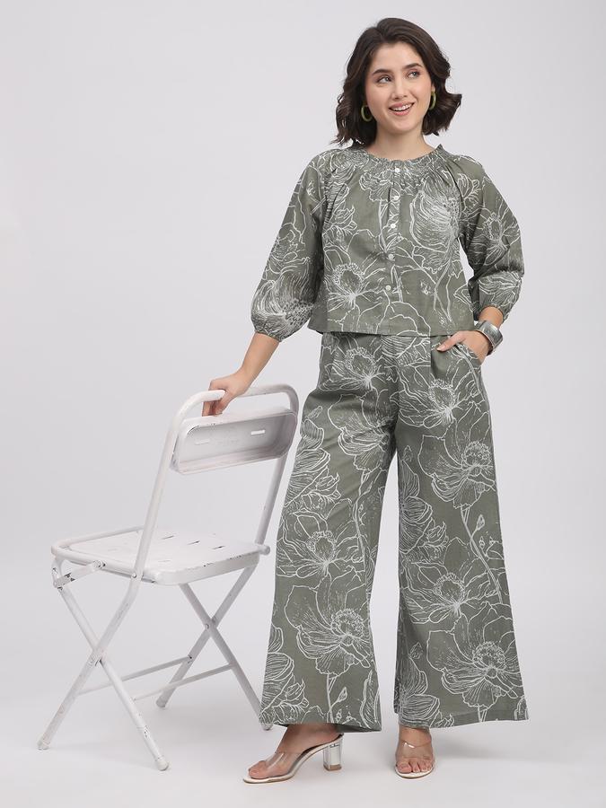 Women Cotton Palazzo Elasticated Waist Printed Trousers