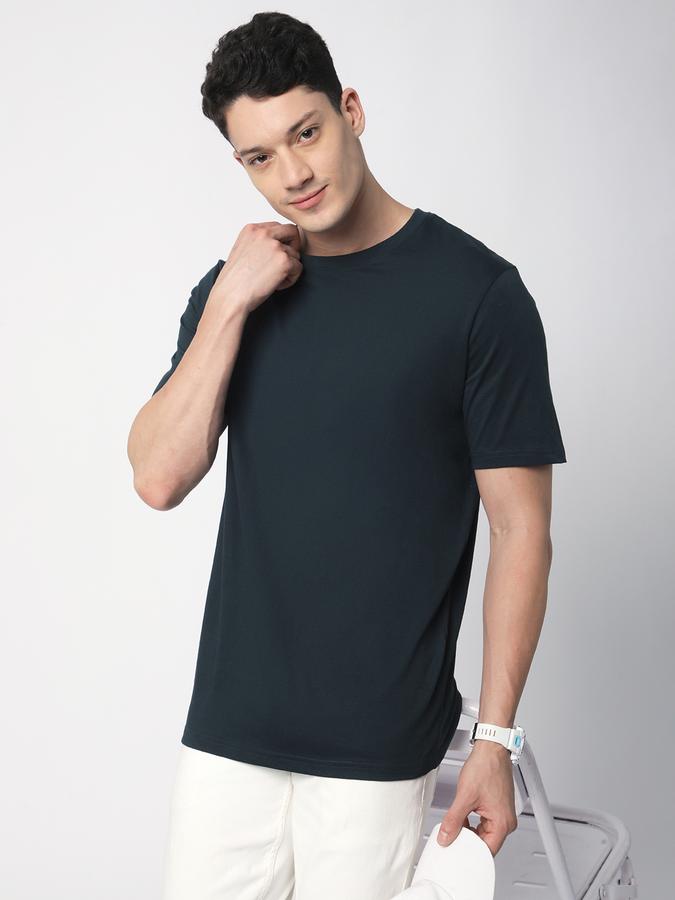 R&B MENS SOLID CASUAL T-SHIRT WITH ROUND NECK AND SHORT SLEEVES