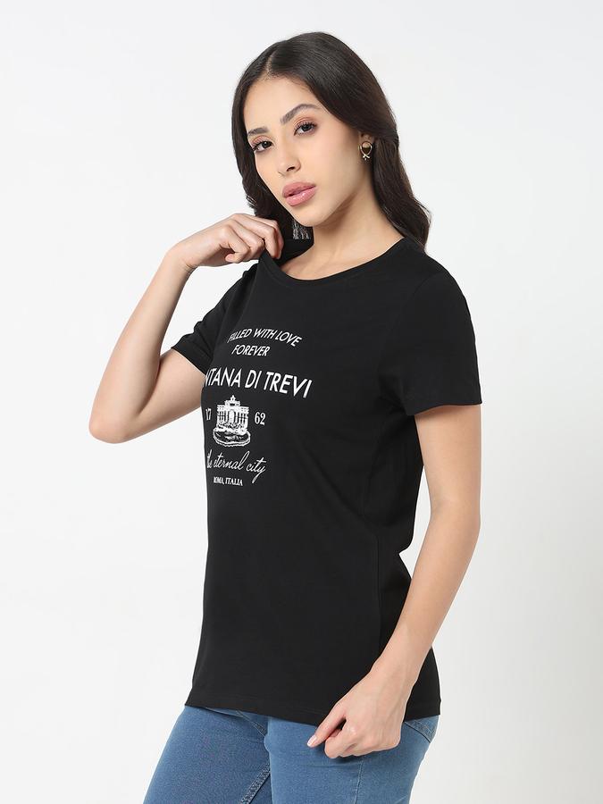 R&B Women Black Typography Print T-Shirt