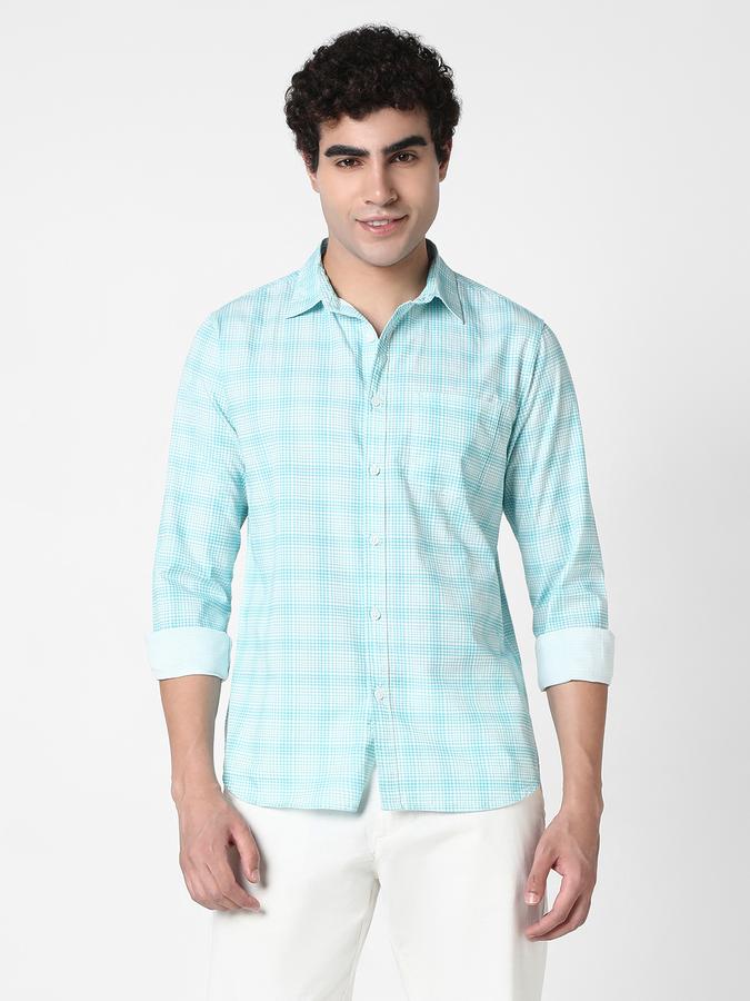 R&B Men's Mint Checked Shirt