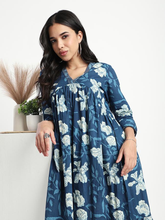 R&B Women Ethnic's Blue Printed Dress