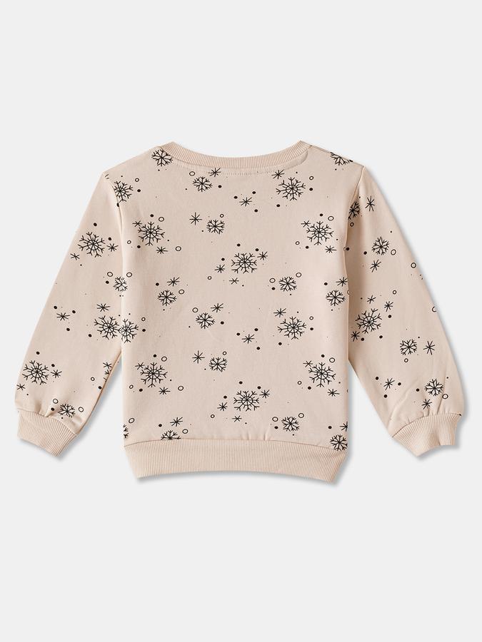 Girls Fleece Regular Fit Crew Neck Printed Sweatshirt