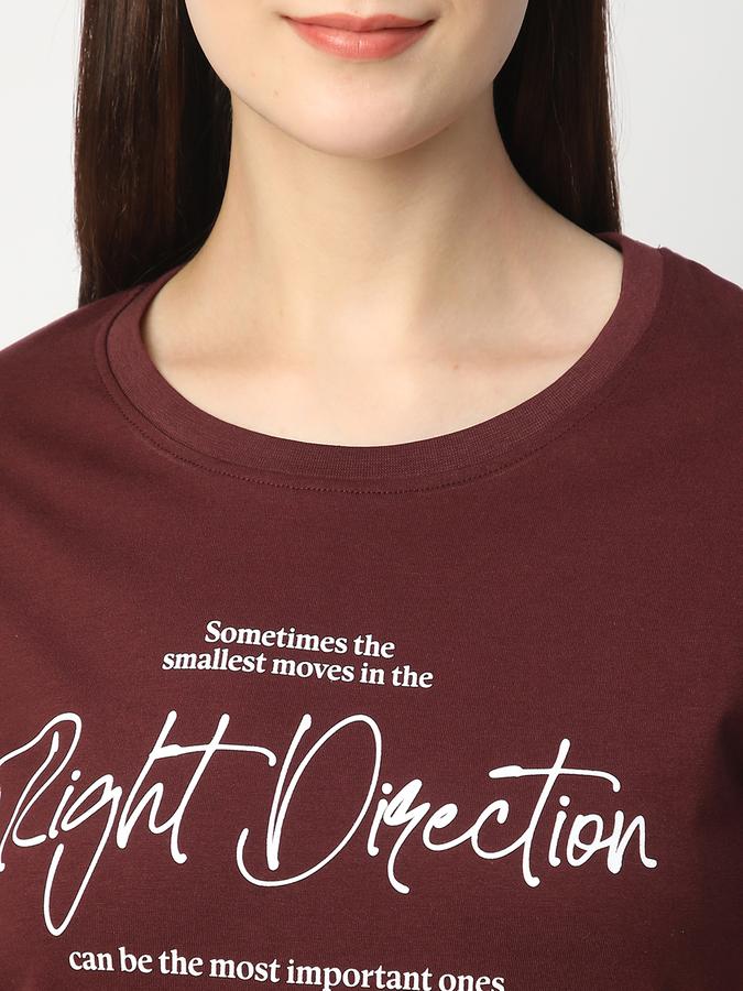 Women Cotton Regular Fit Crew Neck Graphic T-shirt