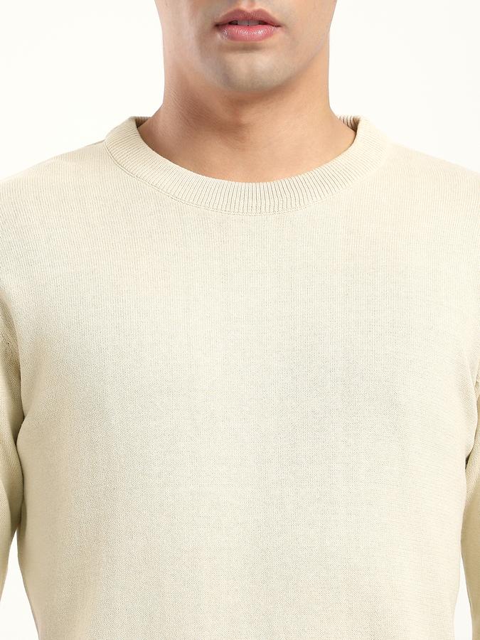 Men Cotton Blend Regular Fit Crew Neck Solid Sweater