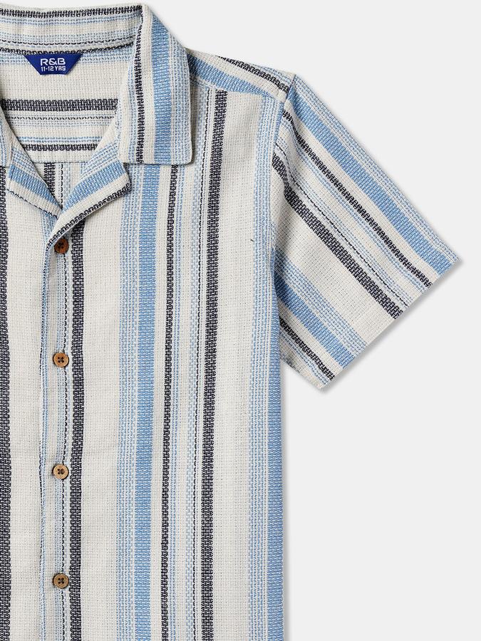 Boys Polyester Regular Fit Long Sleeve Striped Shirt