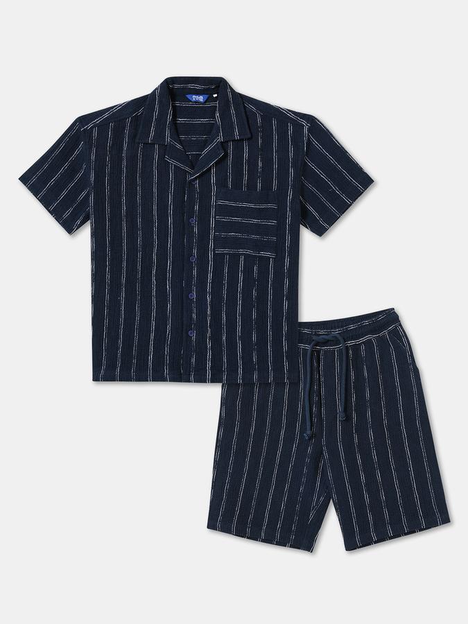 Boys Striped Short Sleeve Shirt with Shorts Fashion Set