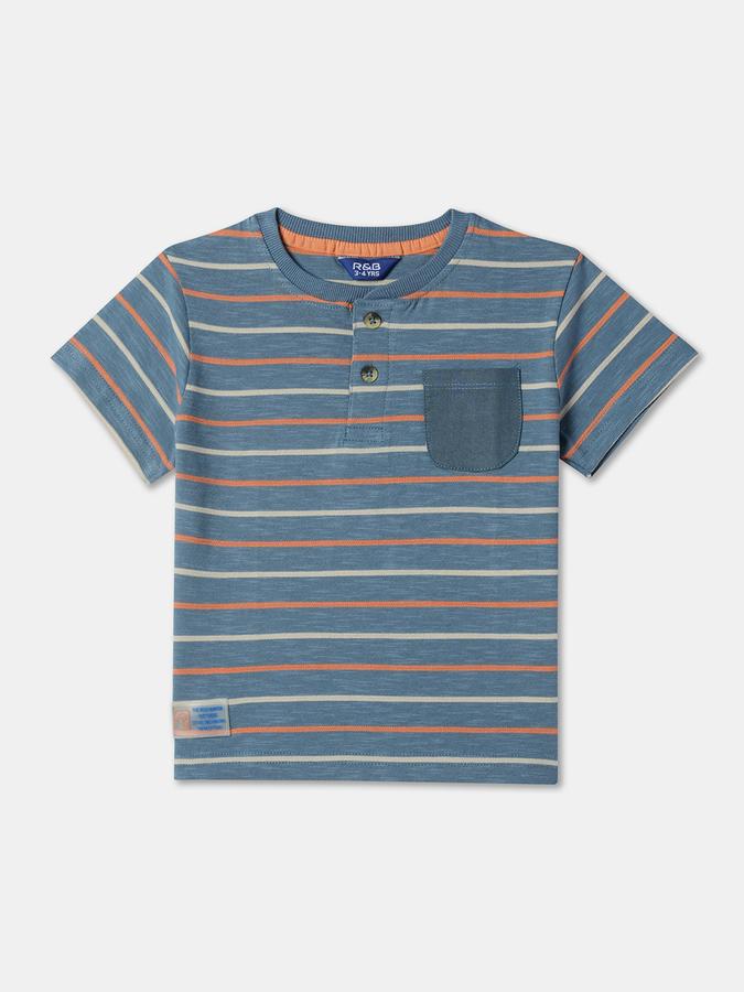 Boys Striped Regular Fit Round-Neck T-Shirt image number 0