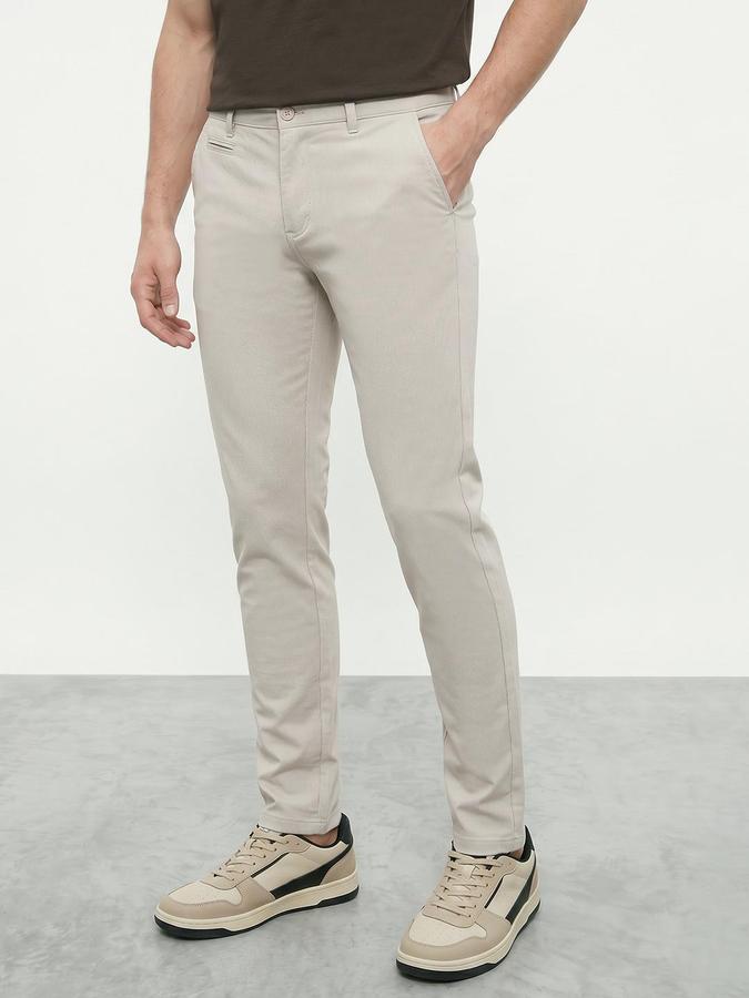 R&B Men's Ivory Slim Fit Trousers