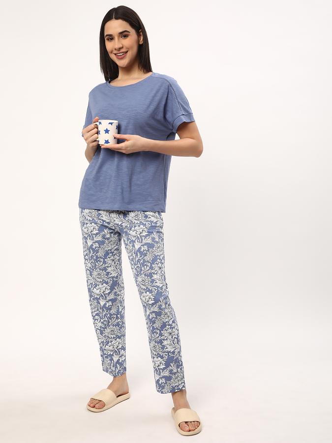 Women Floral Print Pyjamas & T-Shirt Set