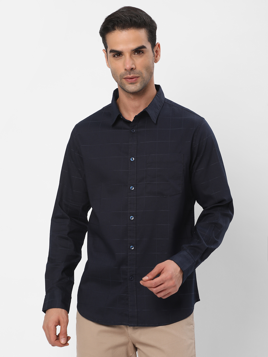 R&B Men Blue Casual Shirts image number 4
