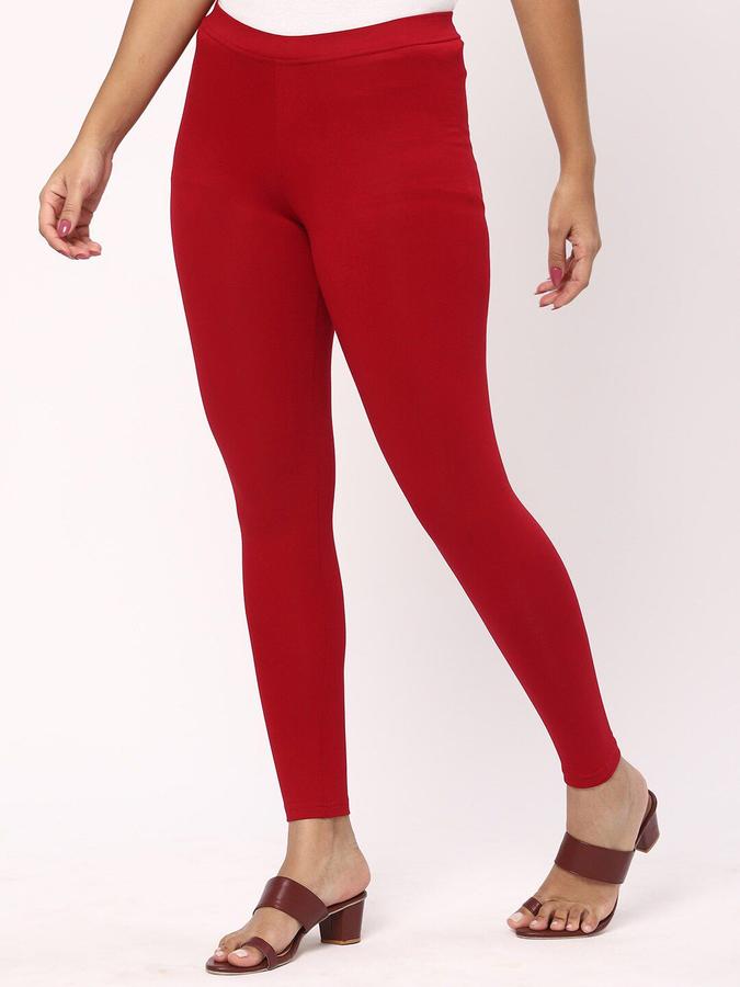 R&B Women Red Solid Leggings